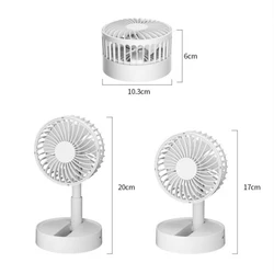 Compact Rechargeable Foldable Table Fan - Portable USB Battery - Operated Desk Fan (WHITE)