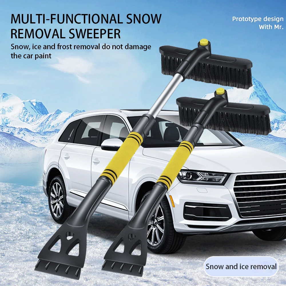 2026 New 3 In 1 Extendable Car Snow Shovel Brush With Ice Scraper Windshield Deicer Remover Tool for Winter Auto Defrosting