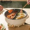 DMWD 6L Household Multifunction Cooker Electric Hot Pot Soup Cooking Pot Twin Divided Mini Skillet Non-stick Boiling Stewing Pot 6