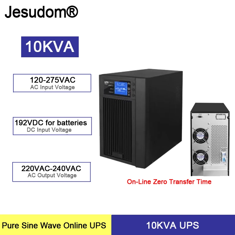 10KVA Online UPS Uninterruptible Power Supply External 192V DC Batteries Bank to 220AC 50HZ Pure