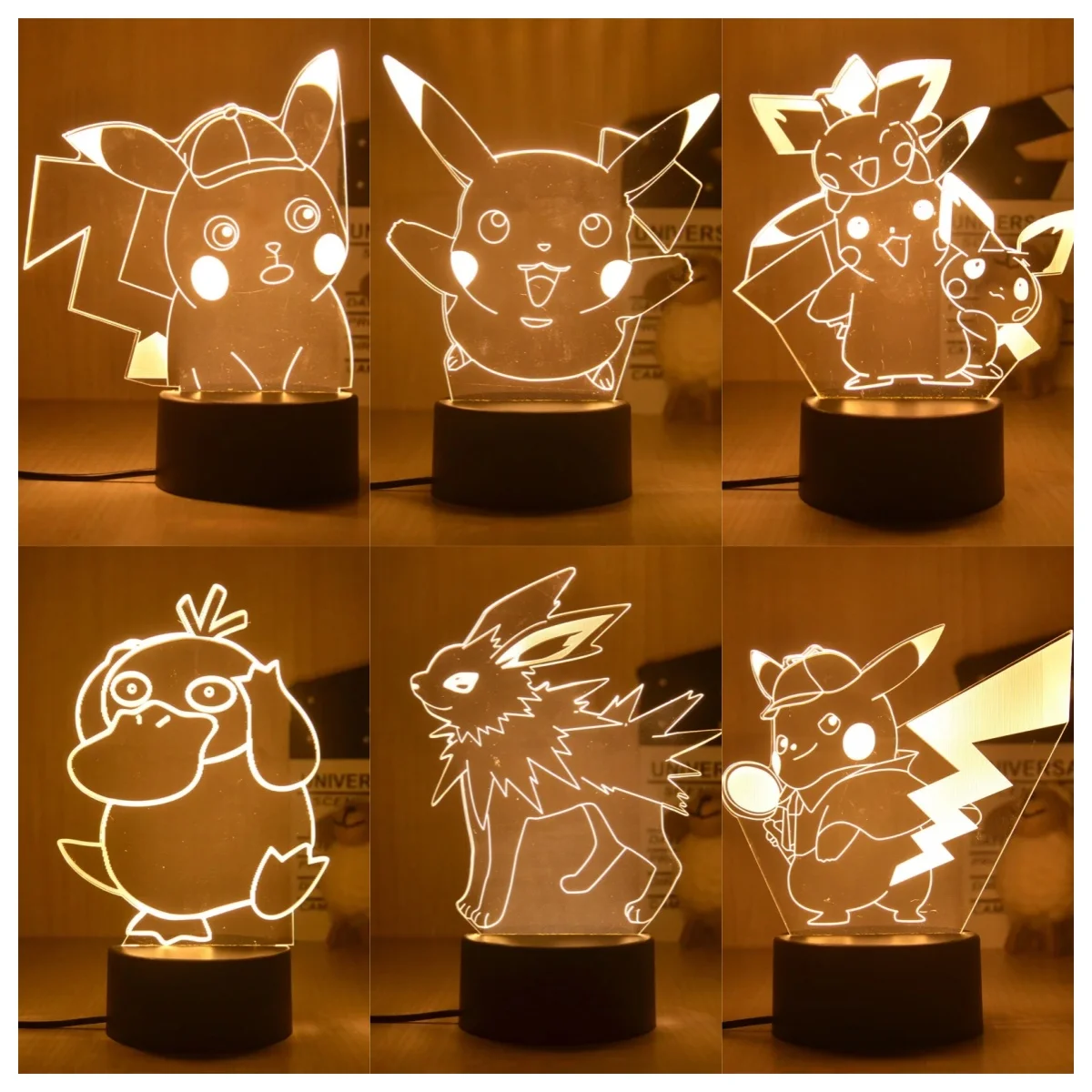 

Cartoon Pikachus Series Character Modeling 3D LED Night Light USB Powered Desktop Eye Protection Lamp Lovely Birthday Gift