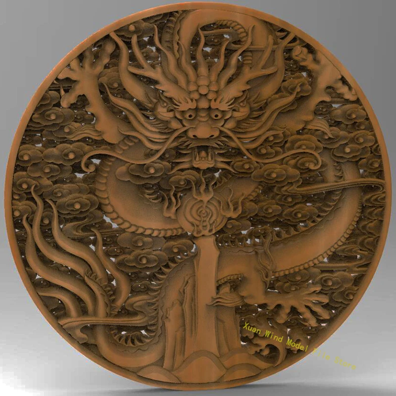 High Quality 4PCS Dragon Relief Circular Dragons STL Model for CNC Router 3D Printer Artcam Aspire Bas Relief