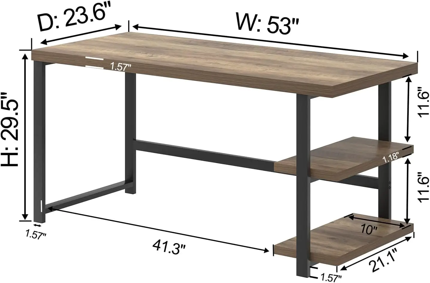 Computer Desk, Modern Home Office Desk with Storage Shelves, Writing Study Gaming Table