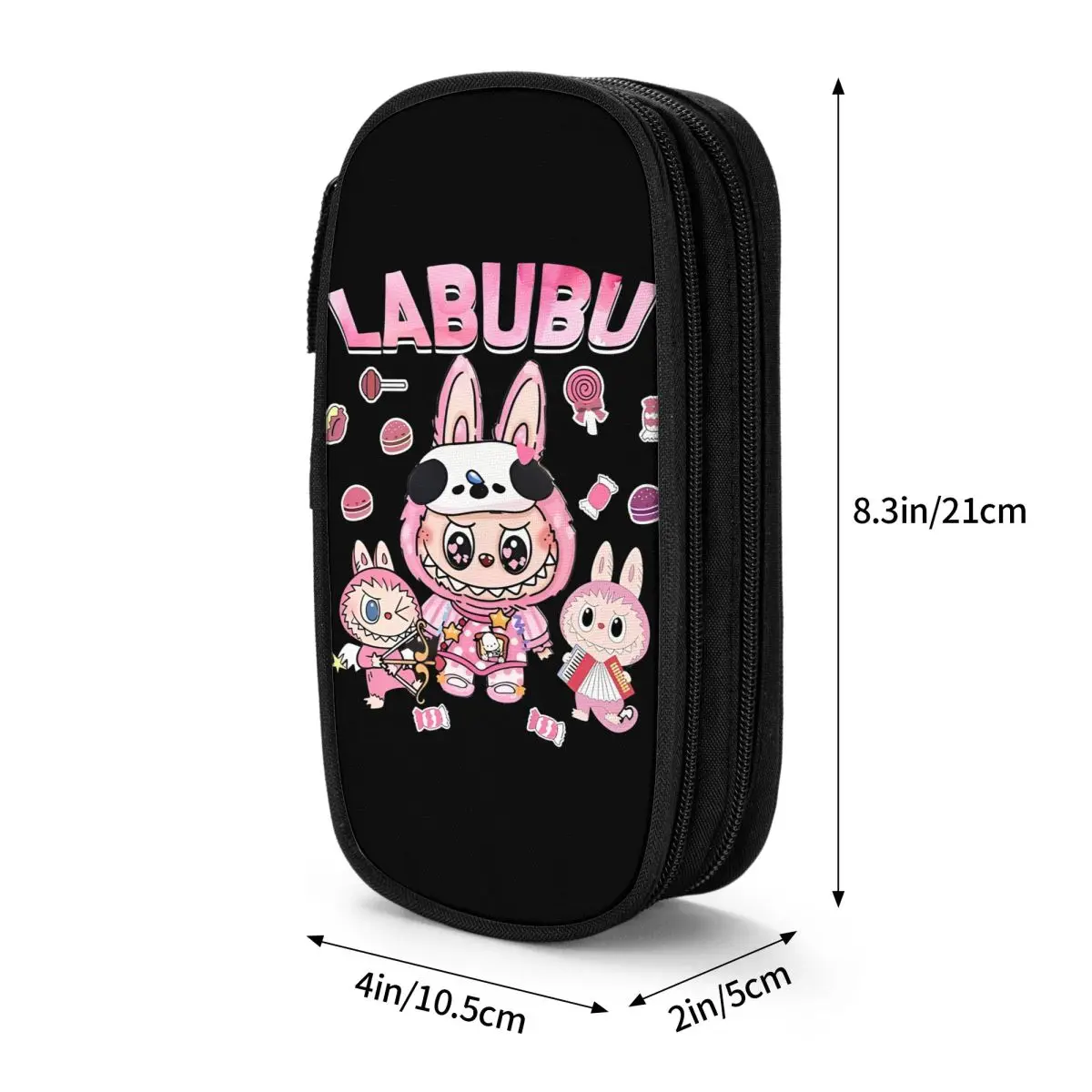 LABUBU The Monsters Pencil Cases Pink Meme Pencil Box Pen Box for Student Big Capacity Bag School Supplies Zipper Stationery