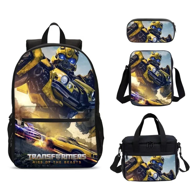 Transformers Child School Backpack with Lunch Bags ,Pencil Bags ,School Bags for Boys Girls Best Gift 4