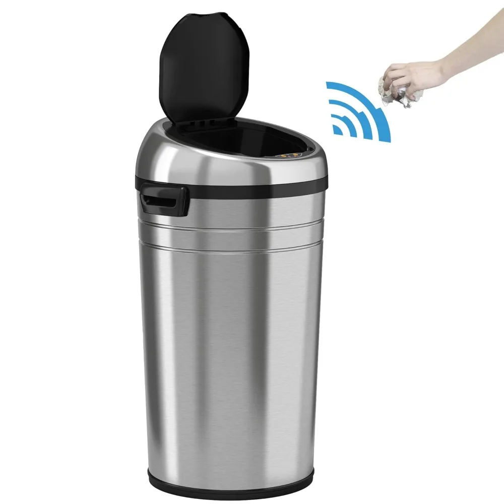 23 Gallon Touchless Sensor Trash Can with Odor Control System & Wheels, 87 Liter Commercial Size Automatic Garbage Bin, Brushed