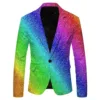 Colorful Printed Men's Suit Blazer Shiny Long Sleeve Lapel Suit Cardigan Single Button Double Pockets Luxury Suit Partywear Suit 1
