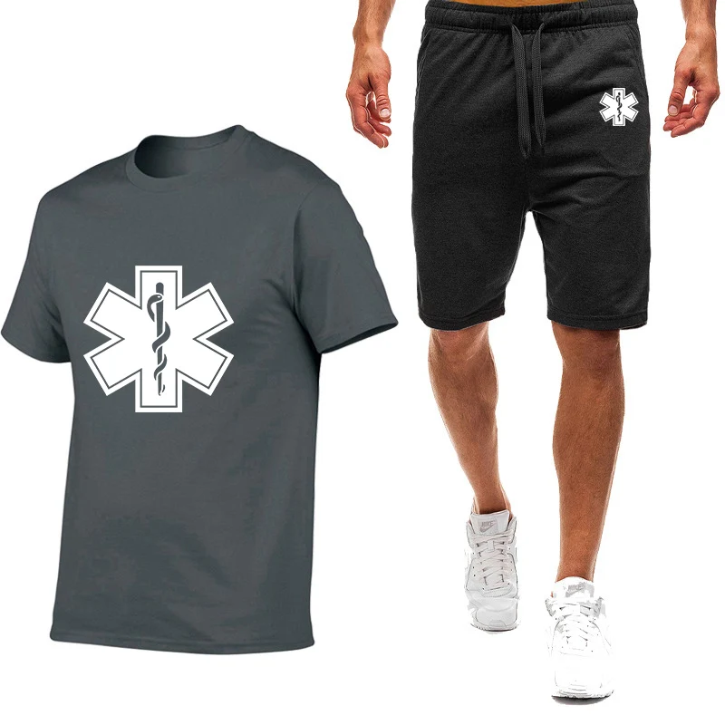 EMT Paramedics Emergency Medical 2023 Men's Summer New Fashion Nine-color Sportswear Casual Short-sleeved Printed T-shirt+Pants