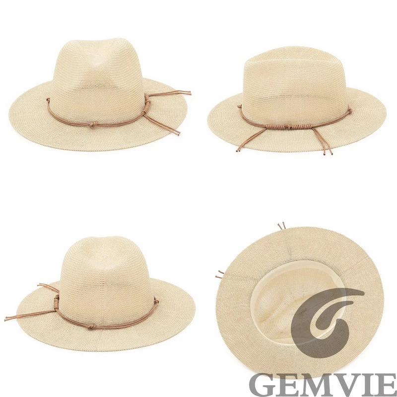 Summer Hat Panama Hats Hollow Out Straw Hat For Men Women Leather Ribbon Large Brim Sun Beach Jazz Cap Fedora for sun hat,sun protection hat,fedora hat
