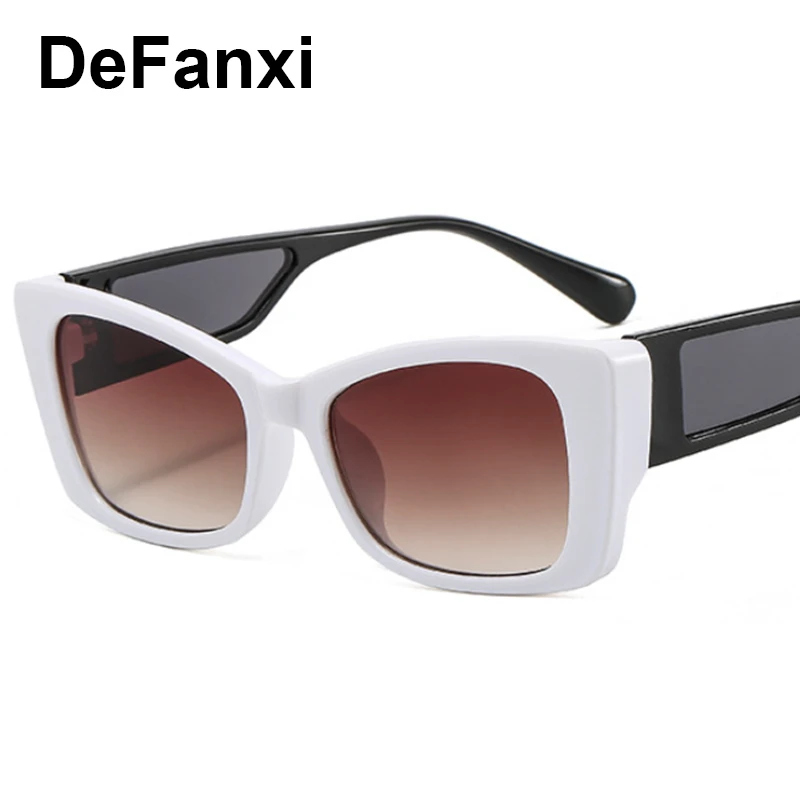 Gafas de sol blancas con forma de ojo de gato para hombre y mujer, lentes transparentes marca de lujo degradado marrón, Sexy, a la moda| - AliExpress