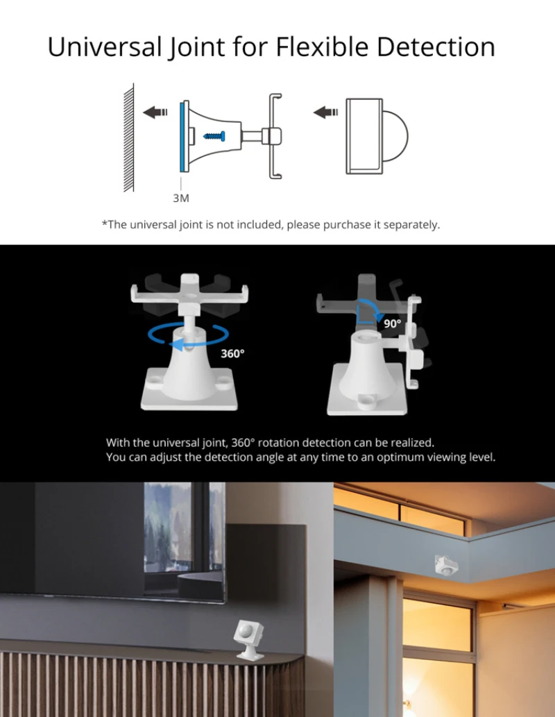 Sonoff Pir Motion Sensor PIR3-RF Smart Human Body Sensors with adjustable base must work with SONOFF 433MHz RF Bridge to work
