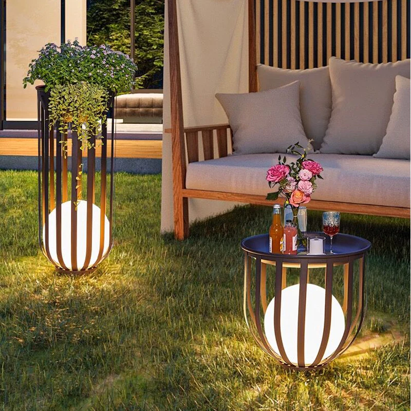 Modern Garden Tea Table Light Waterproof Lawn Lamp Solar Energy LED Landscape Lamp Outdoor Atmosphere Floor Lighting spiral tube energy saving lamp fluorescent light color bulb screw atmosphere green blue yellow red indoor creative bar light