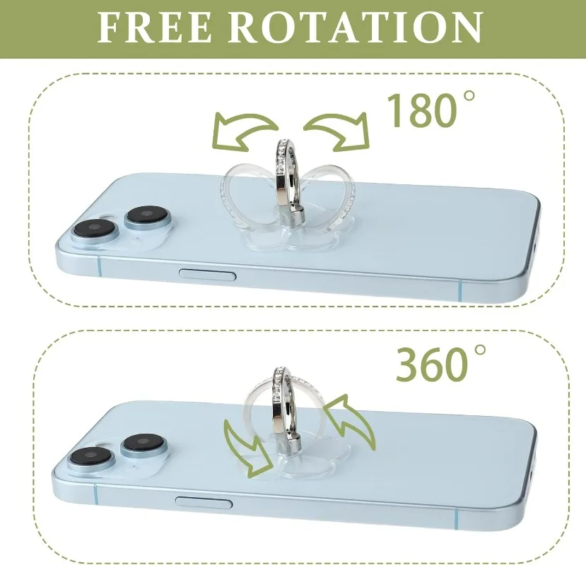 Elegant 360° Rotating Diamond-Style Phone Ring Holder