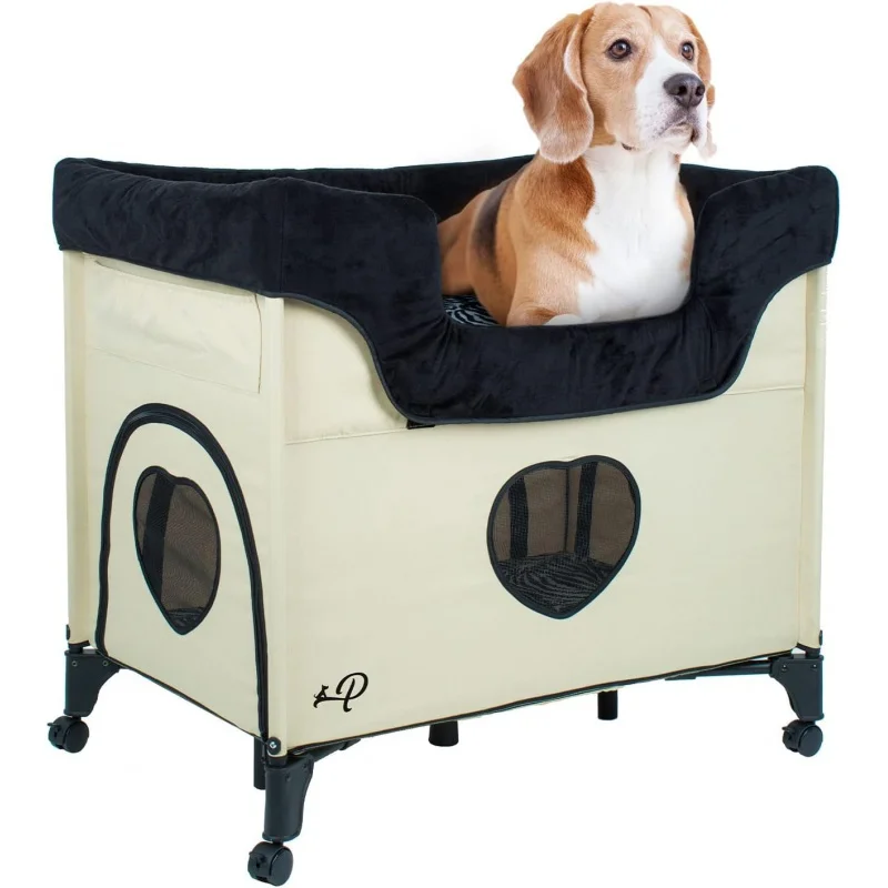 

Bedside Lounge Pet Bed, Raised Bunk Bed for Medium Size Pets for Cats & Dogs, Zebra Vibes Design