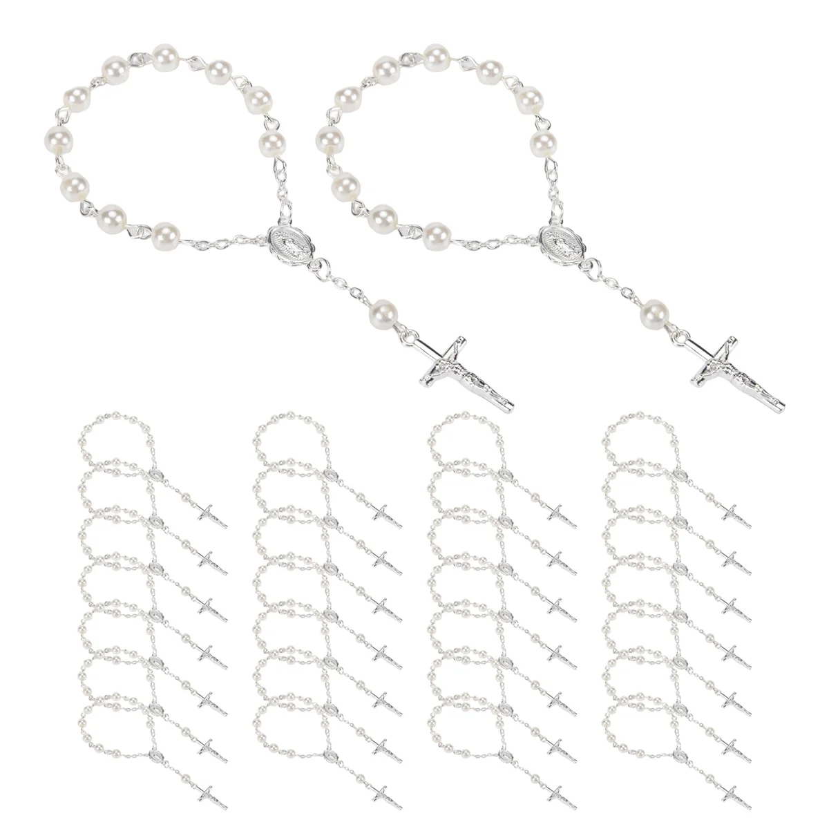 Baptism Rosary Beads Finger Baptism Rosaries Faux for Favors Favors Communion 30Pcs baptism rosary beads