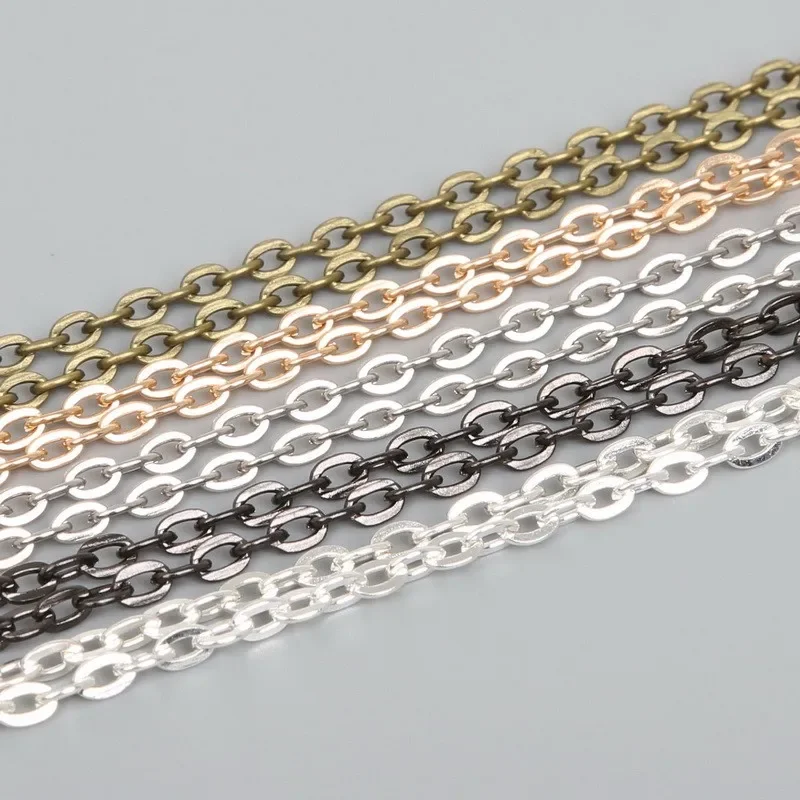 5 mt/los Halskette Ketten Rhodium/Silber/Gold/GunMetal/Antike Bronze Überzogen Metall Eisenkette für DIY Schmuck Machen – Detail 1