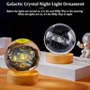 USB 3D Crystal Ball LED Night Light Laser Engraved SolarSystem Globe Astronomy Birthday Gift for Bedroom Home Desktop Decor Lamp 2