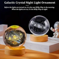 USB 3D Crystal Ball LED Night Light Laser Engraved SolarSystem Globe Astronomy Birthday Gift for Bedroom Home Desktop Decor Lamp 2
