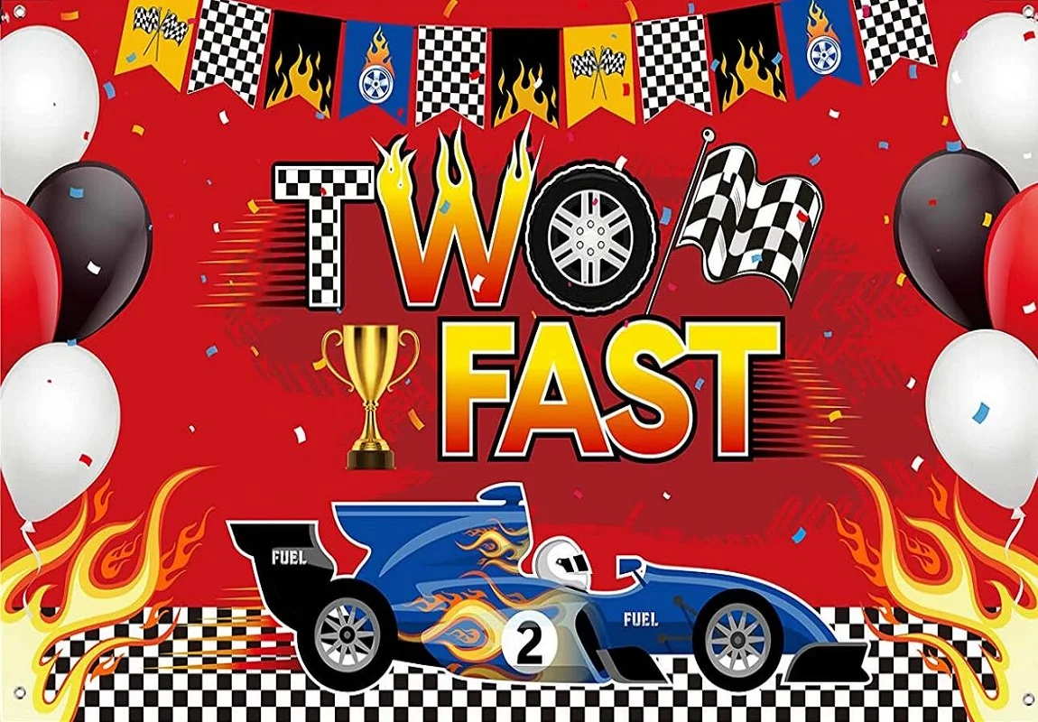 thumbnail image 1 of Fondo de fotografía de coche de carreras, decoraciones para fiesta de cumpleaños, decoración de fondo, pancarta para baby shower, foto personalizada, Caitoon Hot Wheels, 1 of 5
