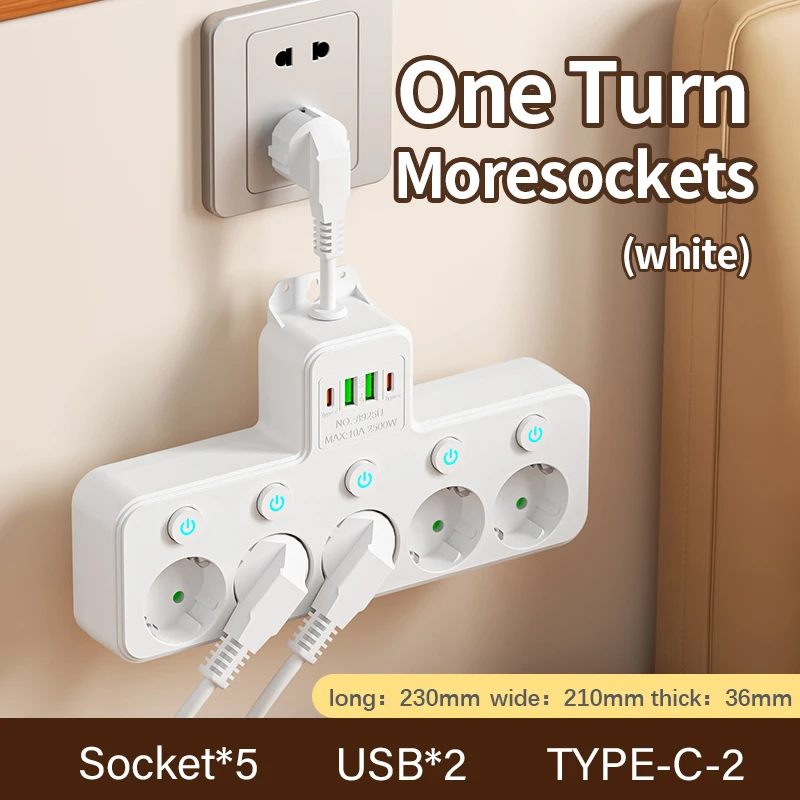 Enhanced Power Strip with 2 USB Ports and Switch