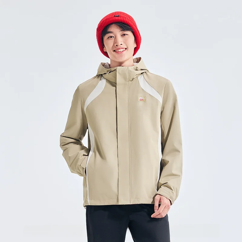 남성용 윈드브레이커 재킷 방풍 방수 캐주얼 스타일 스탠다드 핏 후드付き 긴소매 프린트 폴리에스터 섬유