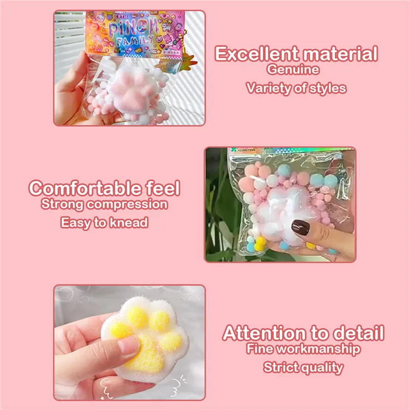Fidget Toy Mini Squishy Toys Kawaii Plush Soft Cat Paw Transparent Silicone Cube fidget toys plush toys stress relief toys mochi squishy toy magic cube toys Stress Relief Squeeze Toy
