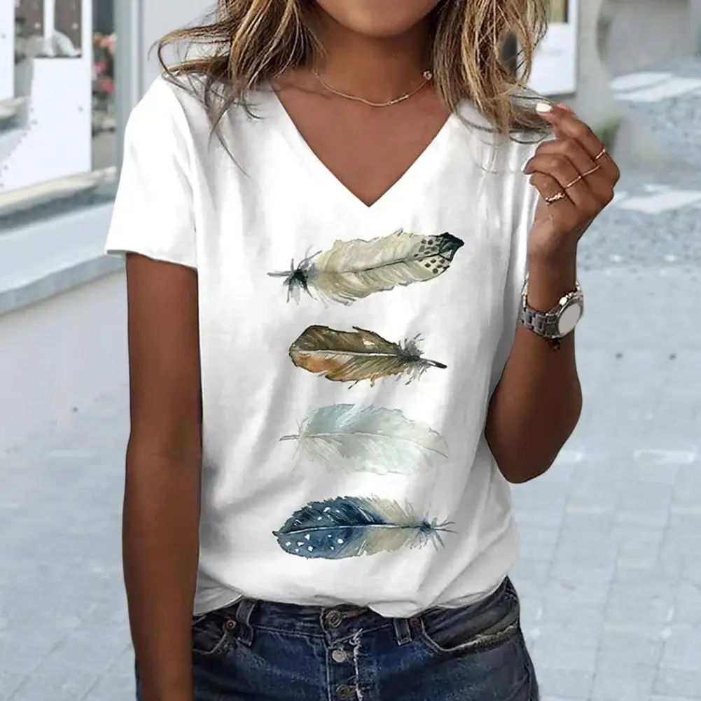 

Trendy Women Top Extra Soft Top Shirt Exquisite Pattern Fashionable Summer Women Print Shirt All Match