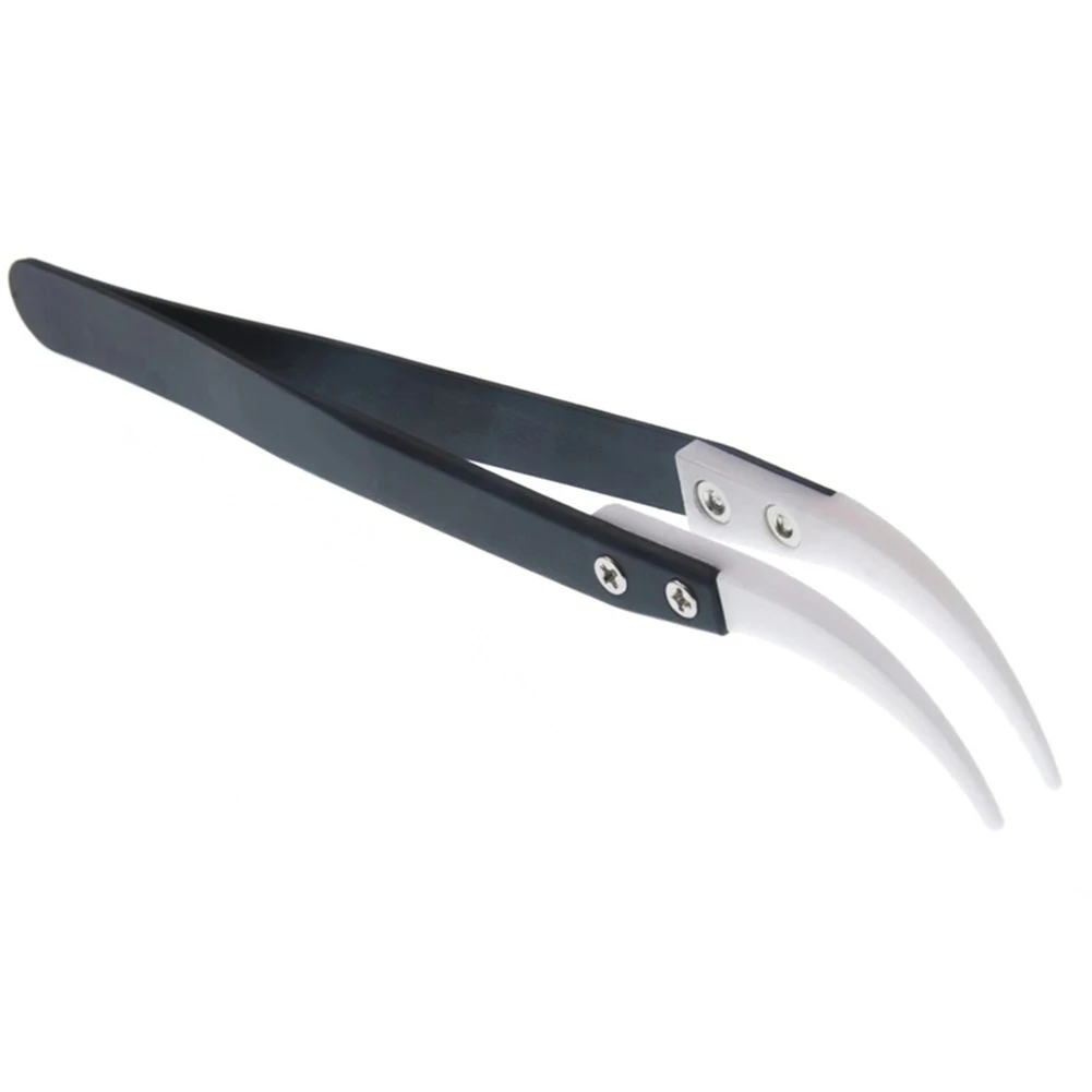 Forceps Tweezers Straight Pointed Anti-magnetic Ceramic Industrial Tweezers Single Small Elbow Stainless Steel