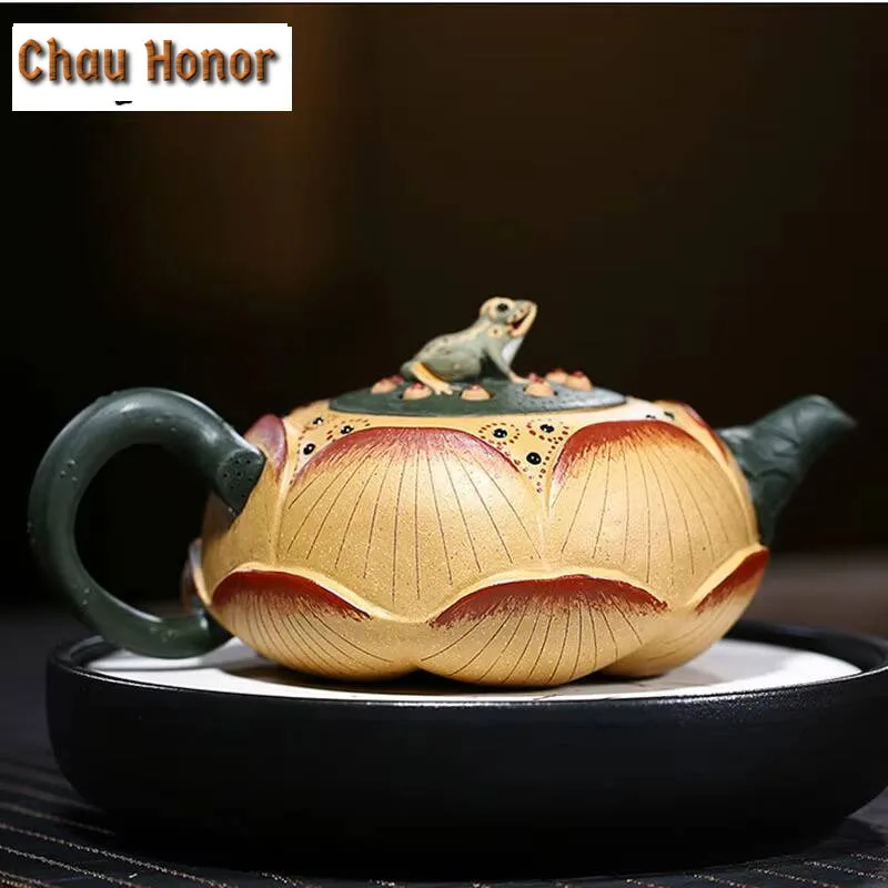 600ml High-end Yixing Zisha Pot High-capacity Raw Ore Purple Sand Frog Lotus Seed Tea Pot Household Kung Fu Tea Set Tea Ceremony