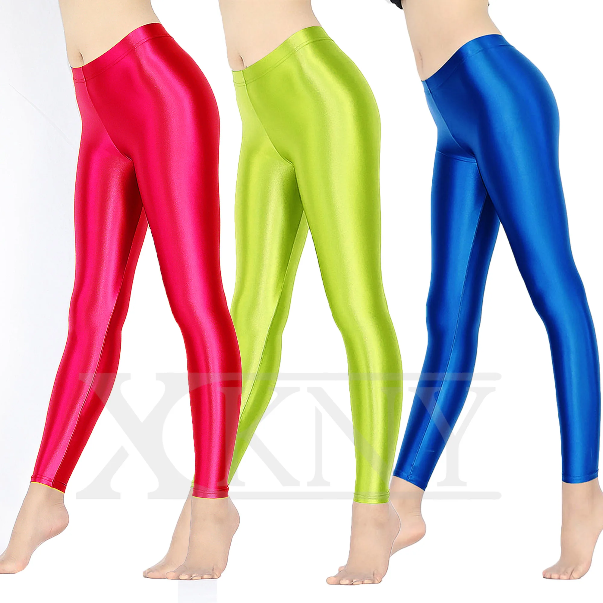 XCKNY Satin GLOSSY OPAQUE Pantyhose Shiny Wet look Tights Sexy silky glossy  pants Slim High Waist Thights swim yoga pants