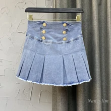 

Ins High Waist Mini Skirts for Women Fashion Double Row Buckle Jupe Femme Spring Summer 2022 New Slim-Fit Sheath Faldas