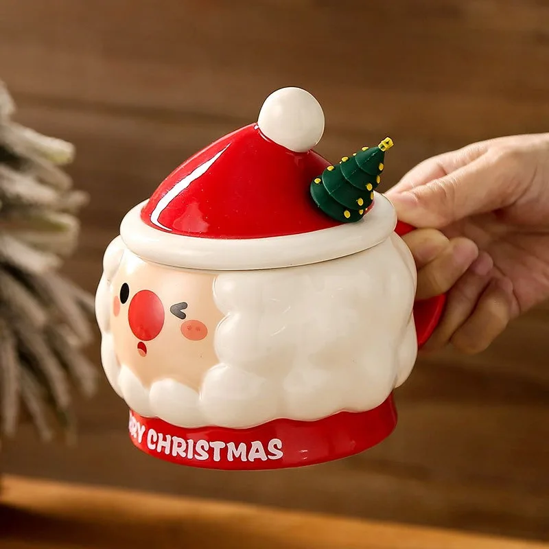 Creative Christmas Ceramic Mug - Cute Cartoon Relief Santa Claus Cup, Practical Home Gift Idea Perfect for Holiday Celebrations