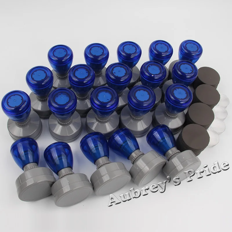 Round Circle Transparent Blank Holder+Rubber Pad Flash Stamp Selfinking Stamping Making Seal 25Pcs 38 40 42mm 7mm self ink stamps,self inking stamps