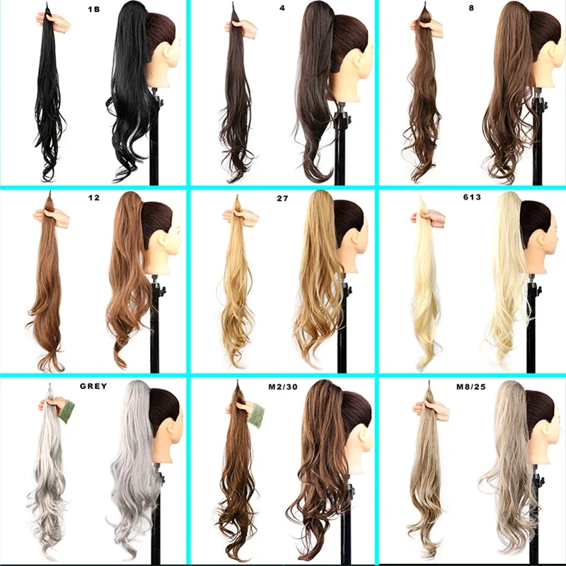 Synthetic Ponytail 32 Inch Wave Flexible Wrap Around PonyTail Long Fake Tail Hair Extensions Women Synthetic Natural Wavy Hairpiece Pony Tail