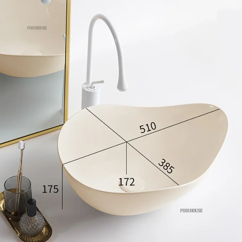 Fashion Creative Countertop Basin for Toilet Special-shaped Deepened Single-hole Bathroom Sinks Italian Ceramic Sink for Hotel 6
