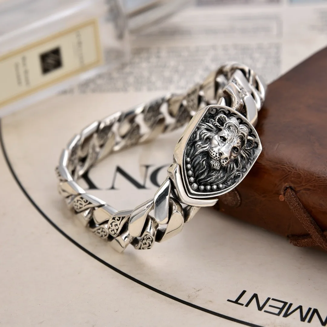 S925 sterling silver bracelet domineering lion tank bracelet