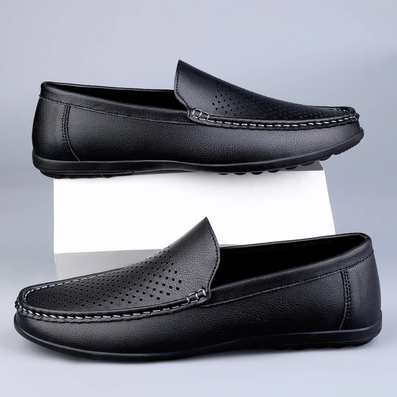 Summer Brand Men Shoes Casual Leather Hollow Out Moccasins Men Breathable Slip on Luxury Italian Men White Loafers Plus Soze 47 3