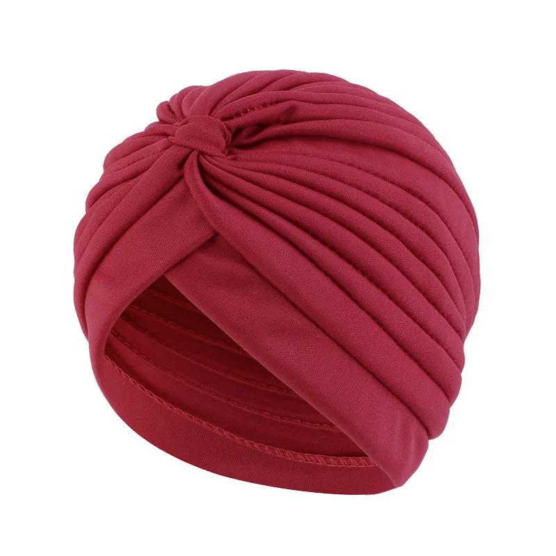 Stretchy Knot Twist Turban Bandanas Women Headscarf Bonnet Muslim Hijab Indian Hats Female Chemo Cap Adult Solid Color Head Wrap 5