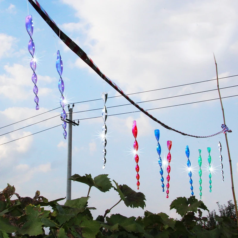 

10pcs Bird Repelling Sticks Spiraling Reflective Garden Balcony Courtyard Plastics Multiple Colors Accessories Garden Pendant