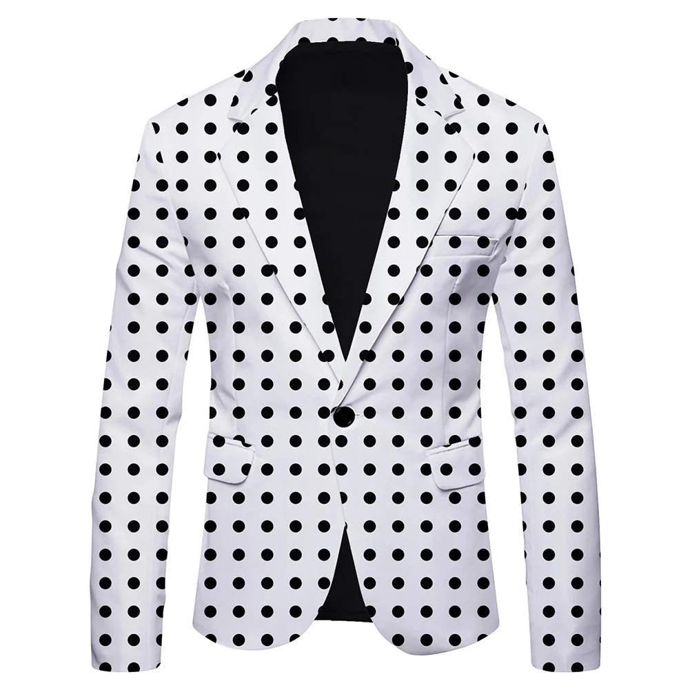 

New Striped Polka Dot Casual Blazers Autumn Spring Fashion Slim Masculino Male Clothing Tops Suit Jacket Blazer For Men