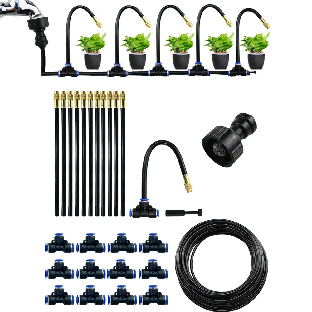 

5-20M Universal Atomization Sprinkler Automatic Watering Kits 5M/10M with 20cm Rotating Copper Nozzle Balcony Rainforest Spray