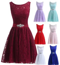 A Line Lace Sashes Crystals Scoop Elegant Off Shoulder Bridesmaid Dresses Wedding Party Evening Formal Prom Cocktail Corset Back