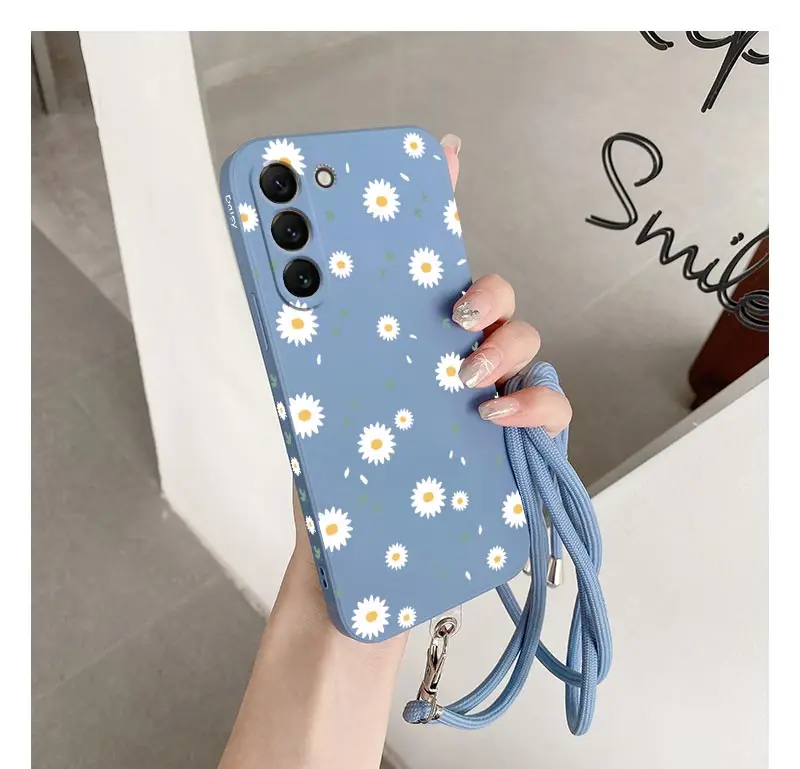 S23 Sonnenblumen Lanyard Silikon Telefon Fall Für Samsung S23 S23 Plus S23 Ultra S23FE S24 S24 Plus S22 S22 Plus s21FE S20 Abdeckung – Detail 6