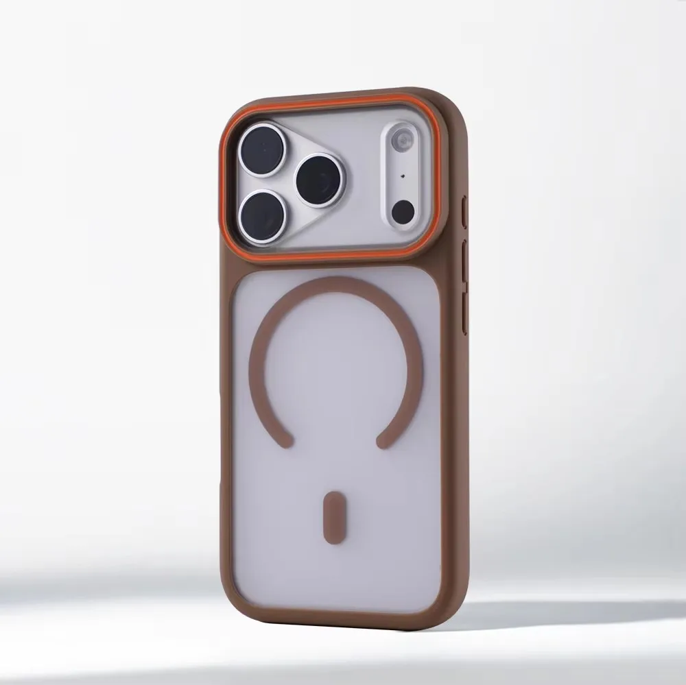 Luxury Matte Translucent Magnetic Shockproof Phone Case with Wireless Charging Capability