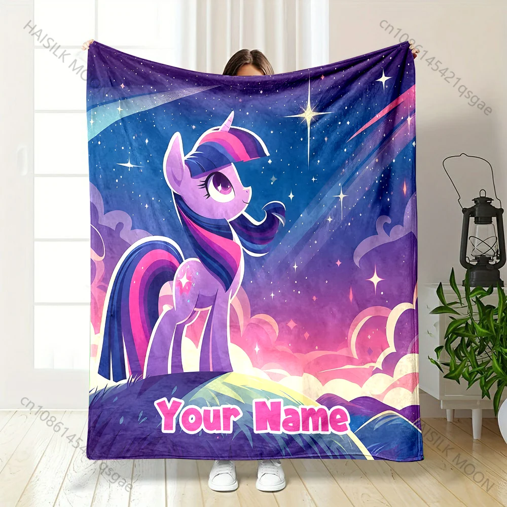 (Memo U Name) 6 Size Custom Name Blanket My Little Pony Print Suitable for Sofa, Bed, Travel,Office,Chair Car Camping for Gifts 5