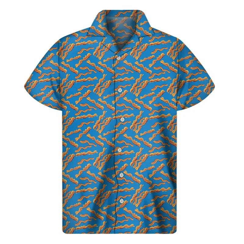 thumbnail image 1 of Camisas de playa hawaianas de verano para hombre, camisa con botones y estampado divertido de carne en 3D para hombre, camiseta informal de manga corta, ropa, 1 of 5