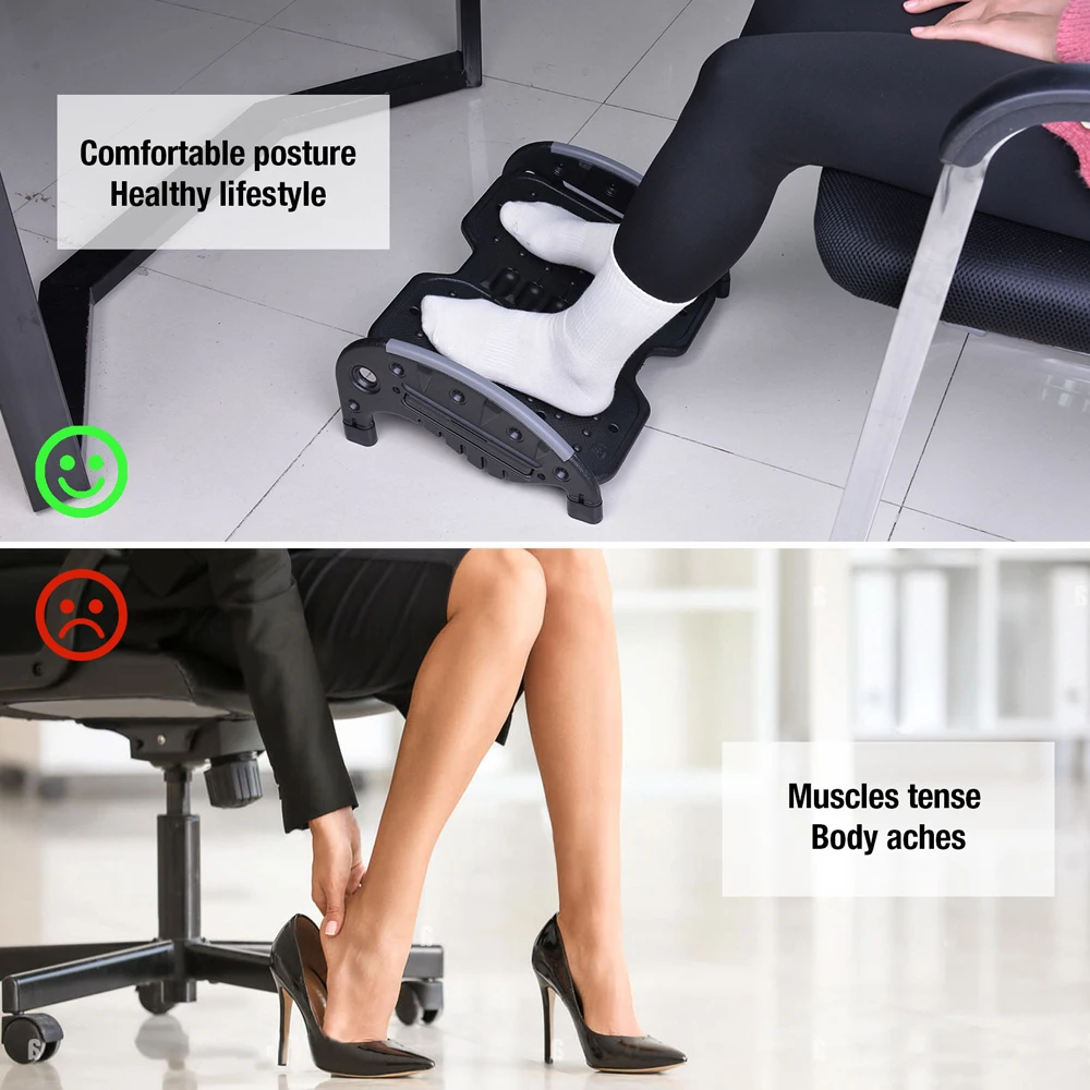 Foot Rest Under Desk Ergonomics Two-Sides Footrest Massage Surface Portable Foot Stool Home Office Relax Tools