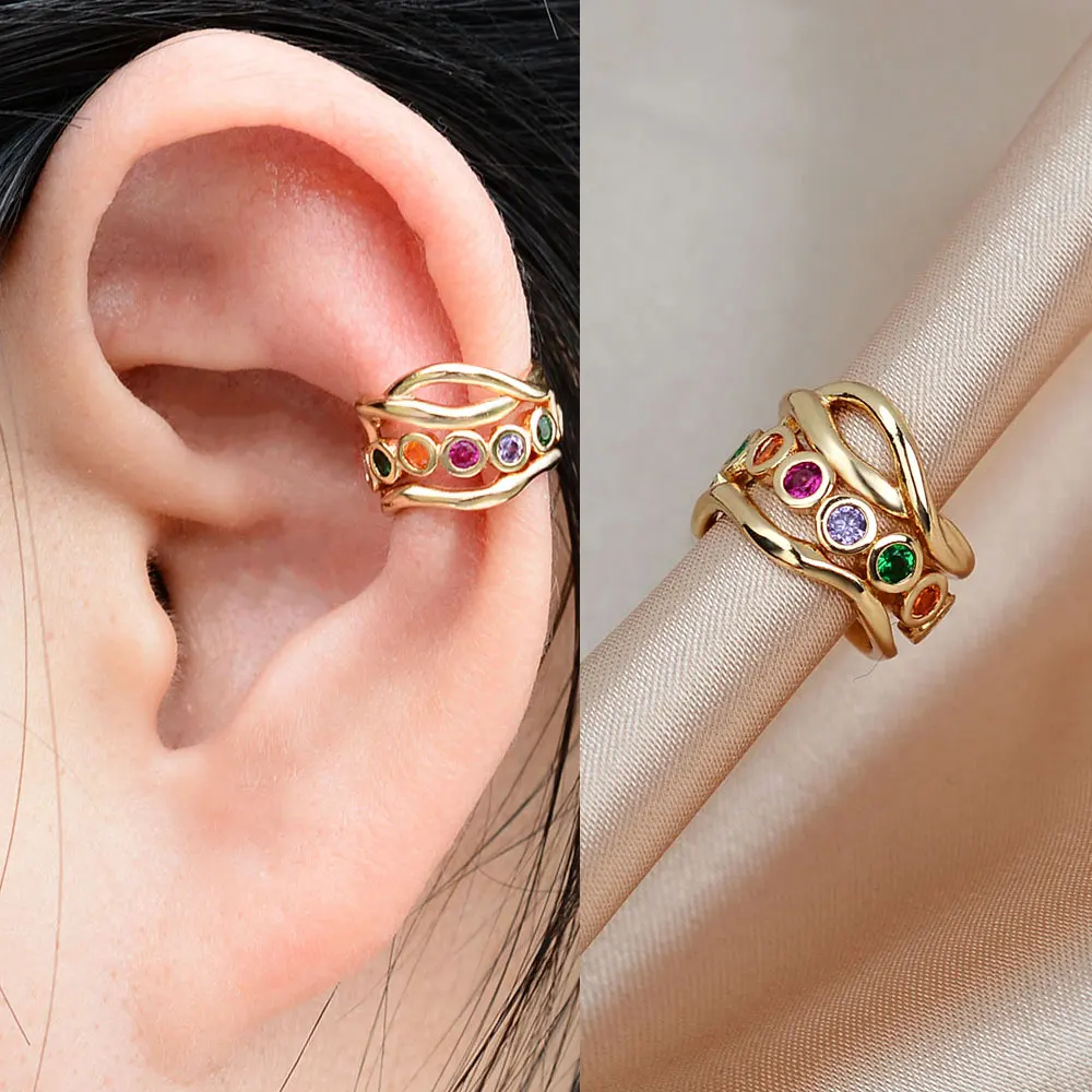 1Pc Neue Kristall CZ Clip Auf Ohrring Blatt Ohr Manschette Ohne Piercing Helix Knorpel Ohr Clip Ohr Wrap Für frauen Teen Party Schmuck – Detail 40