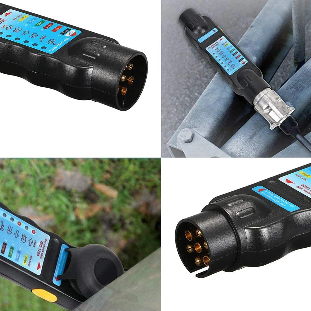 Wiring Circuit Tester Connector 7-Pin Trailer Plug Socket Tester Wiring Circuit Light Test Tool Car Truck Towing