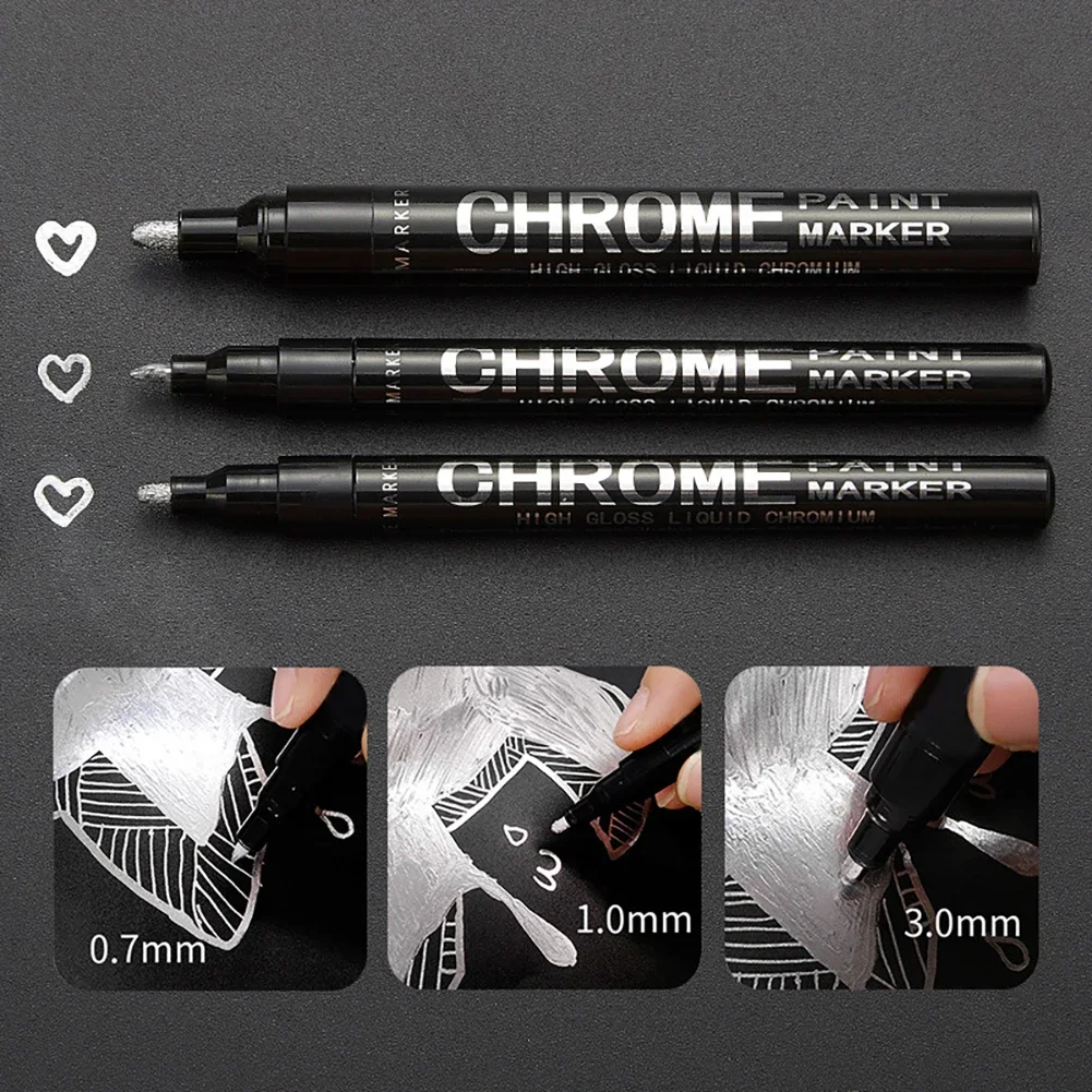 카드, 포스터, 바위 머그잔, 세라믹, 유리, 금속 공예품 페인트 펜용 1 개 크롬 미러 마커 실버 마커 액체 펜